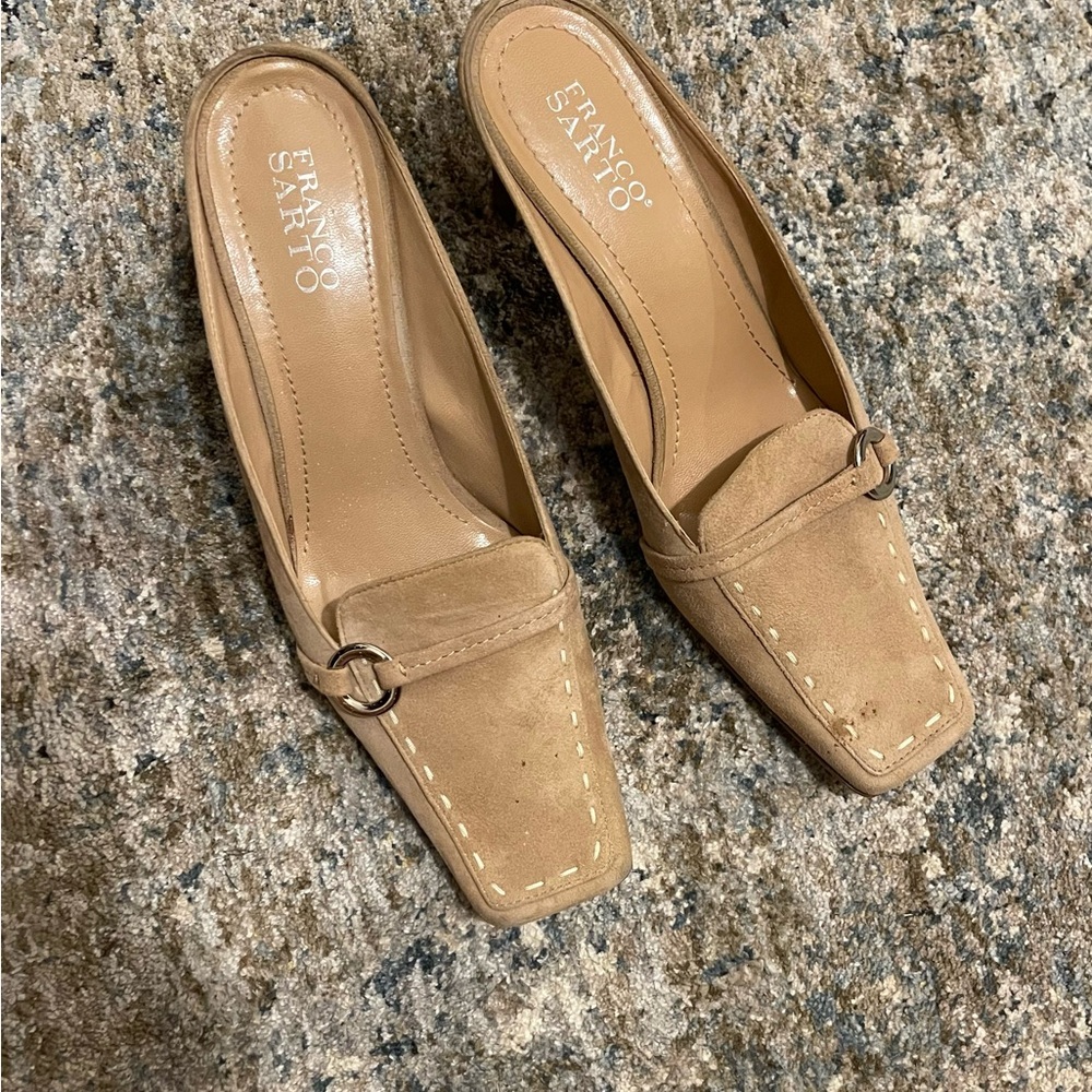 Franco Sarto Comfort Suede Square Toe Mule